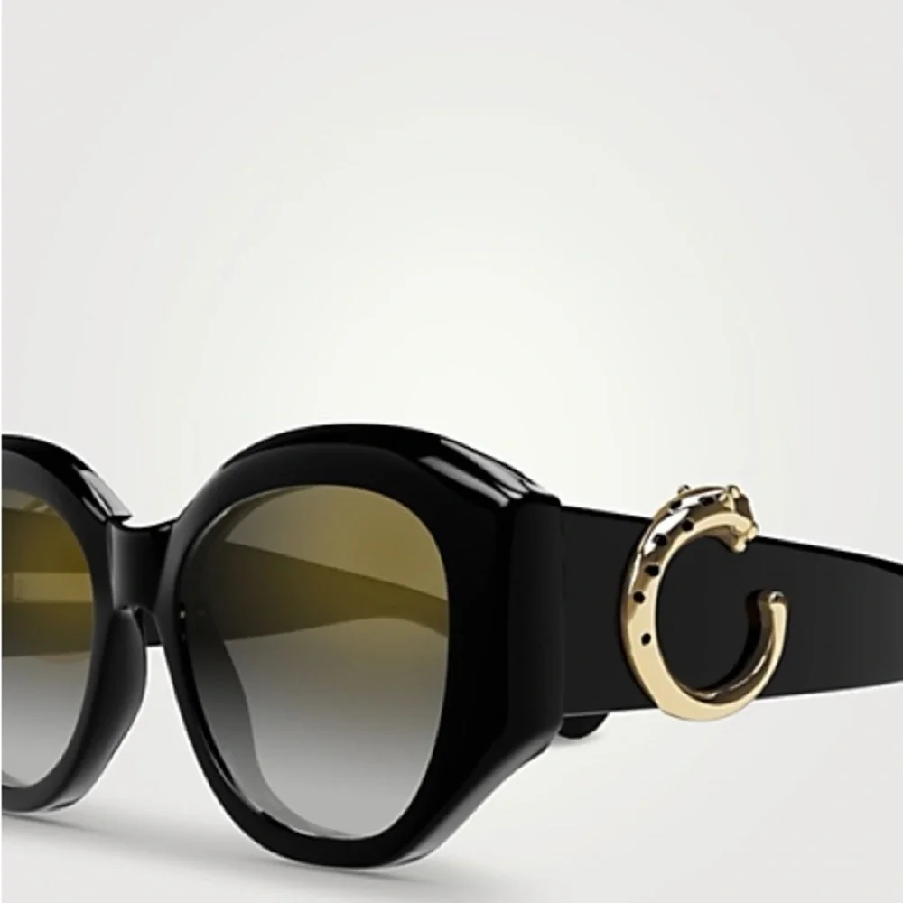 New! Cartier CT0502S 001 Panthere Chic Black Sunglasses, Authentic